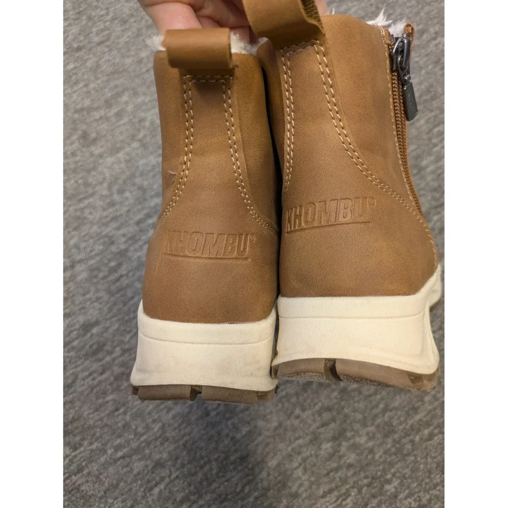 Khombu Girl's Size 6 Brown Faux‎ Fur Lined Boots Zipper Ankle